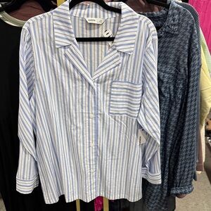 Sonoma Light Blue & White Striped Button-Front Shirt